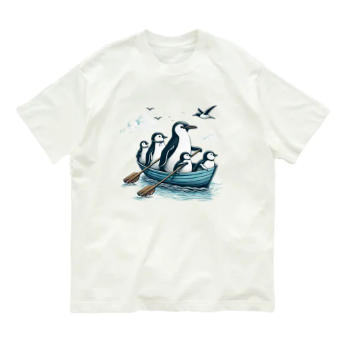 ペンギン ボート漕ぎ オーガニックコットンTシャツ