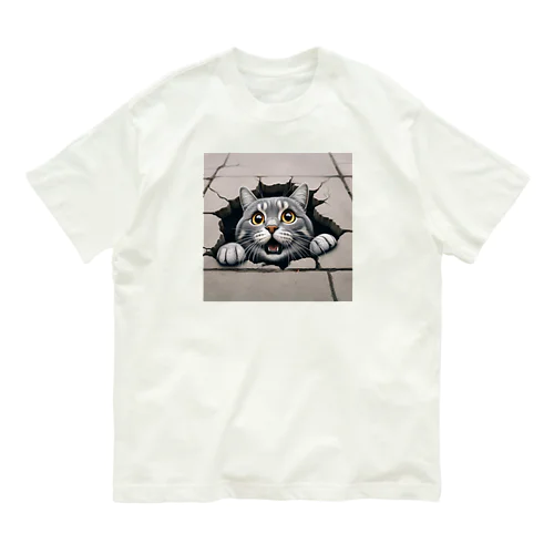 猫ひょっこり Organic Cotton T-Shirt