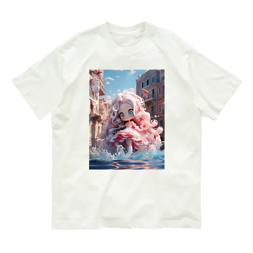 水たまりとピンクガール Organic Cotton T-Shirt