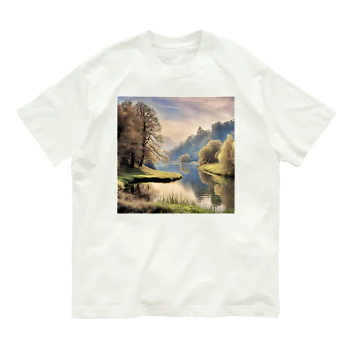 静かな川辺の風景 オーガニックコットンTシャツ