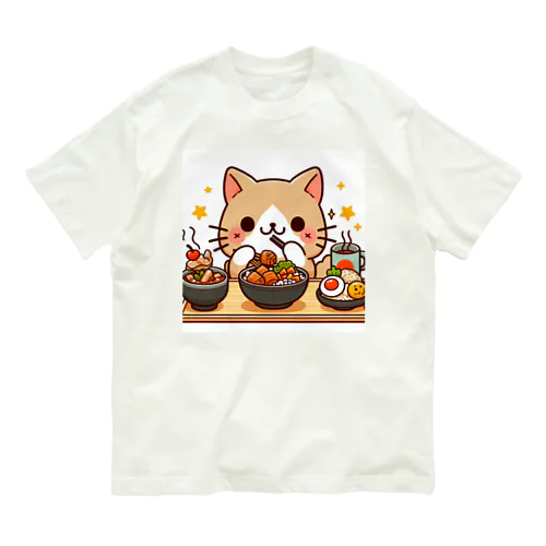 ☆食いしん坊にゃんこ☆ オーガニックコットンTシャツ