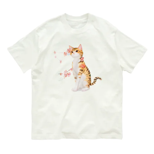 花となるねこ Organic Cotton T-Shirt