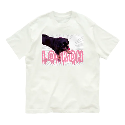 ロックオンワル顔 PINK オーガニックコットンTシャツ