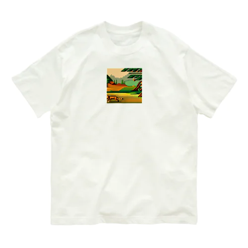 ドット柄の世界「野生の王国」グッズ オーガニックコットンTシャツ