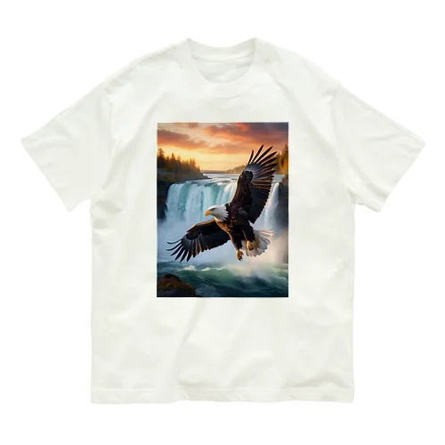 ナイアガラの滝と大鷲 オーガニックコットンTシャツ