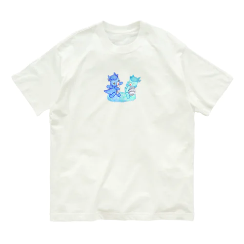 キャンディードラゴン　青 オーガニックコットンTシャツ