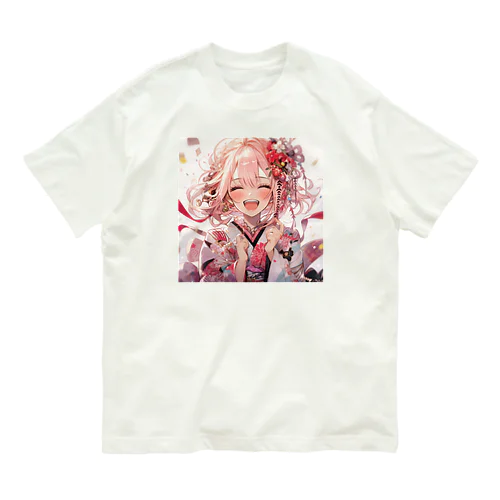 笑顔の花開き オーガニックコットンTシャツ