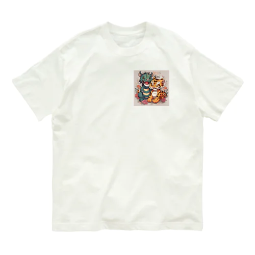 Prettywithタイガー＆ドラゴン オーガニックコットンTシャツ