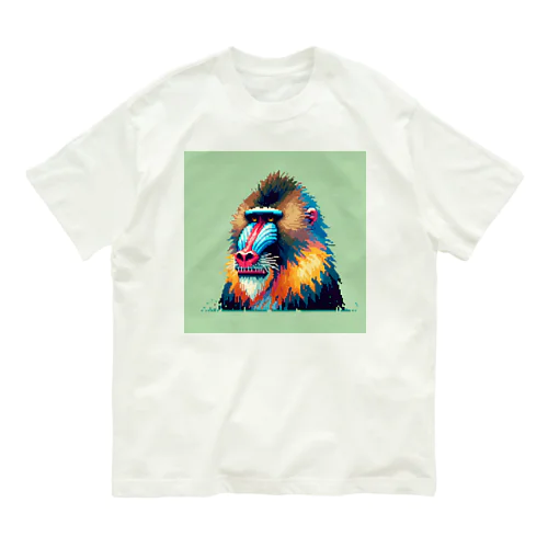 カラフルなマンドリルのドット絵 Organic Cotton T-Shirt