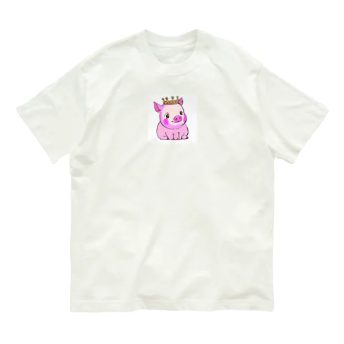 王冠のついたブタ オーガニックコットンTシャツ