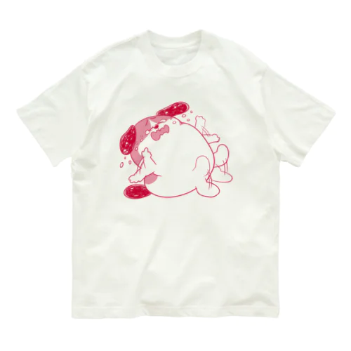 もじゃまるやだやだ　赤 オーガニックコットンTシャツ