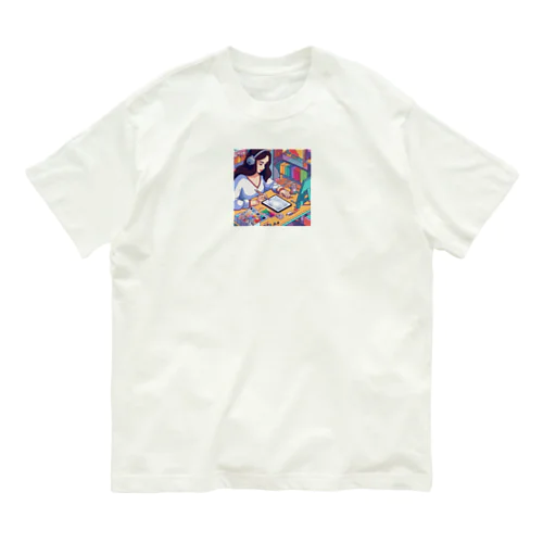 女性イラストレーター オーガニックコットンTシャツ