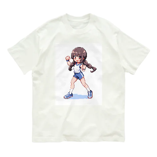 ドット絵体操服の女の子 オーガニックコットンTシャツ