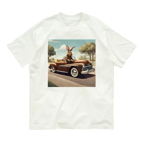 アメ車うさぎ オーガニックコットンTシャツ