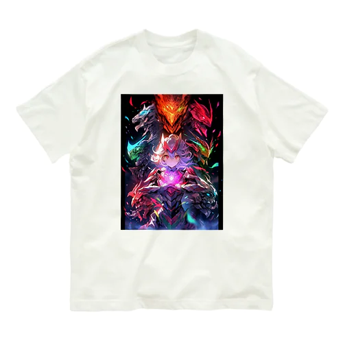 ドラゴンファイターガールwith竜の変身ヒーロー Organic Cotton T-Shirt