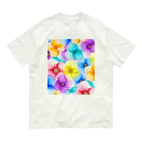 Rainbow Flower オーガニックコットンTシャツ