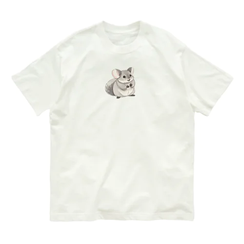 わくわくして餌を待つチンチラ オーガニックコットンTシャツ