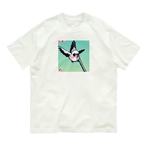 自由な春空を満喫するシマエナガ Organic Cotton T-Shirt