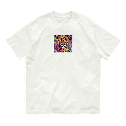 psychedelicなヒョウ オーガニックコットンTシャツ