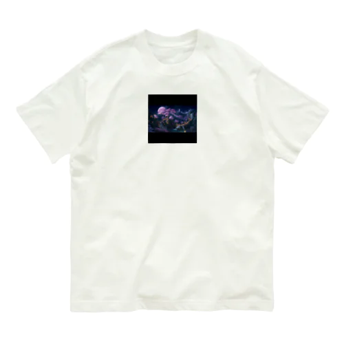 古風な夜桜 オーガニックコットンTシャツ