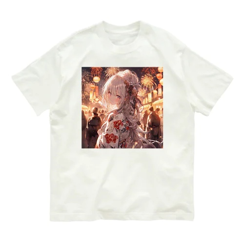 銀髪美女 シリーズ2 in 花火大会 Organic Cotton T-Shirt