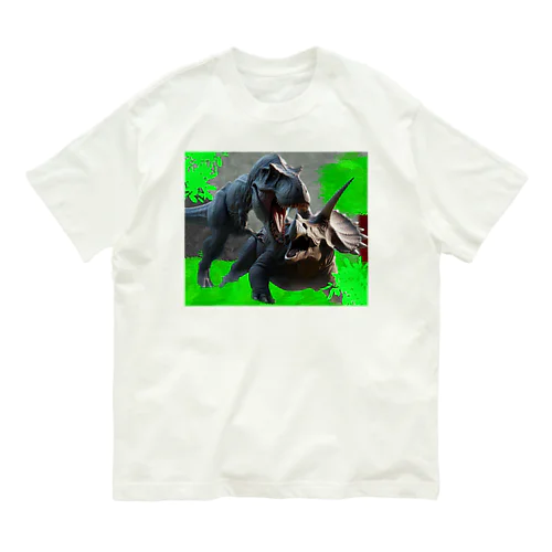 【恐竜バトル！】７歳児×生成ＡＩ オーガニックコットンTシャツ