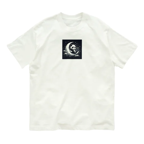 お月様でネンネするパンダ Organic Cotton T-Shirt