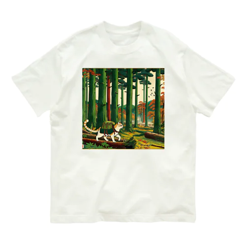 浮世絵猫野営６ オーガニックコットンTシャツ