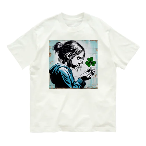 三つ葉のクローバーでさえ、祈る少女 Organic Cotton T-Shirt