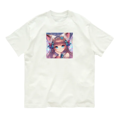 青い瞳が美しい✨猫耳少女💖 オーガニックコットンTシャツ