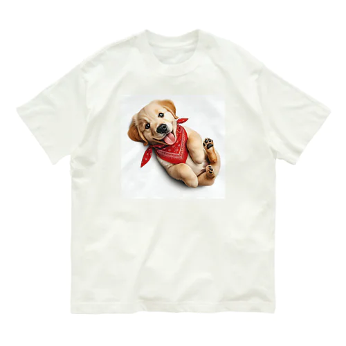 可愛らしい子犬 オーガニックコットンTシャツ