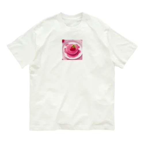 ピンクストロベリーかわいいプリン Organic Cotton T-Shirt