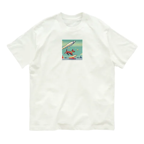 ロケットを打ち上げている犬 Organic Cotton T-Shirt