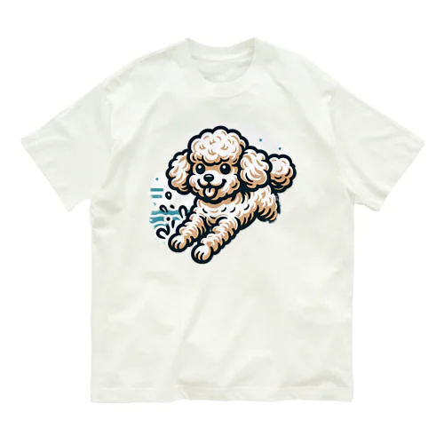 もふもふアプリコット　トイプードル　みずあそび Organic Cotton T-Shirt