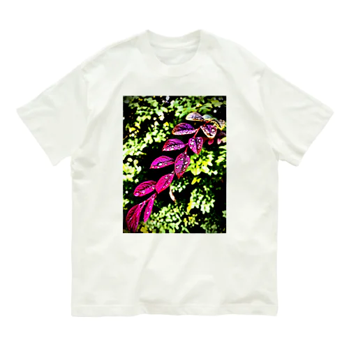 Purple leaves オーガニックコットンTシャツ