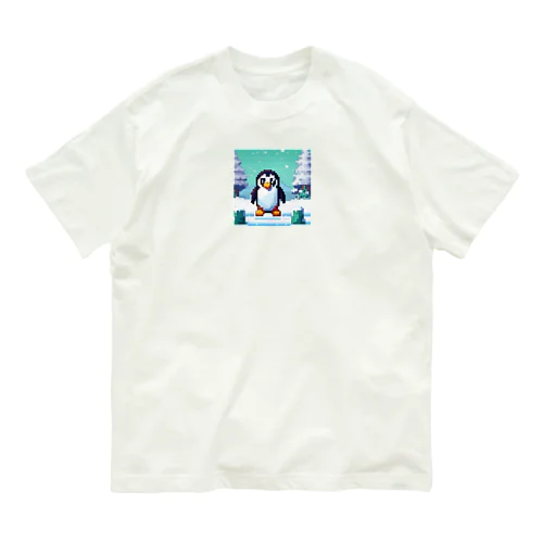 冒険しているペンギン オーガニックコットンTシャツ