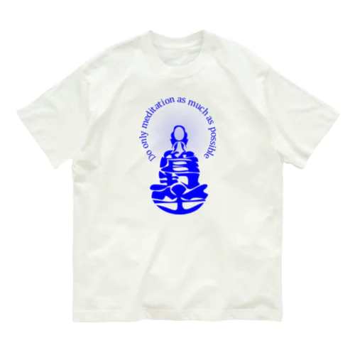 只管打坐h.t.　青 オーガニックコットンTシャツ