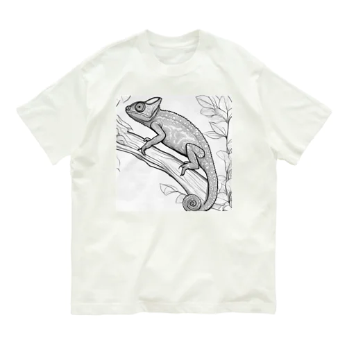 真剣なカメレオン　シンプル　線画 Organic Cotton T-Shirt