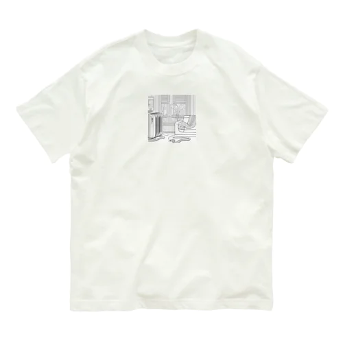 暖房の前でまったりと寝そべりながら冬を喜んでいる蛇 Organic Cotton T-Shirt