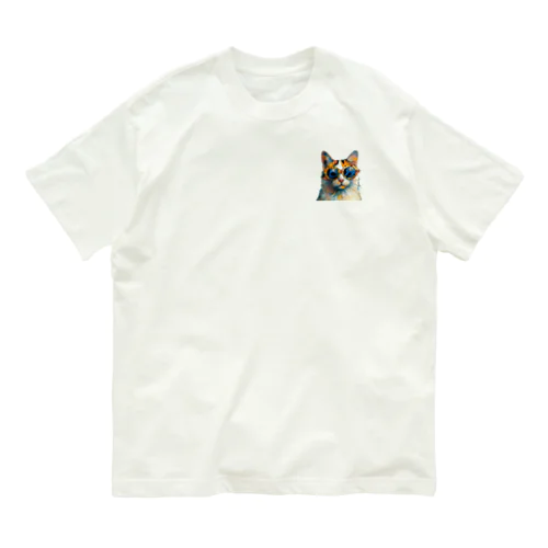 カラフルサングラス猫 Organic Cotton T-Shirt