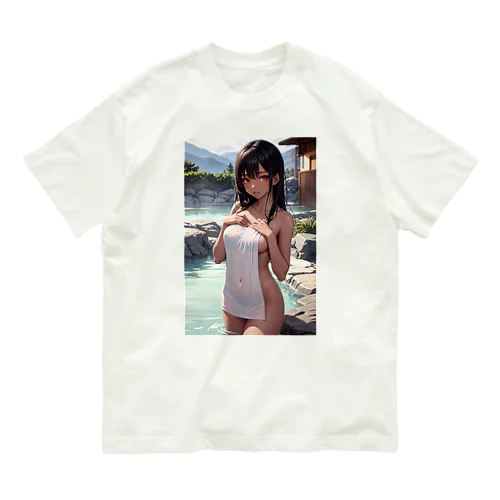 褐色の女の子が贅沢な温泉でまったりと過ごしています。 オーガニックコットンTシャツ