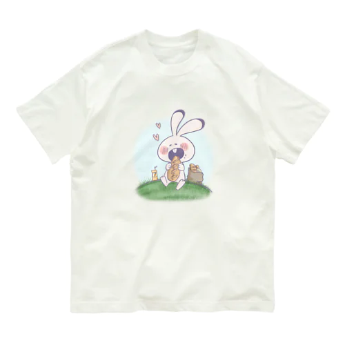 食いしん坊ウサちゅ Organic Cotton T-Shirt