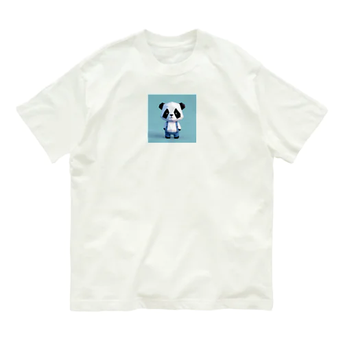 オーバーオール子パンダ オーガニックコットンTシャツ