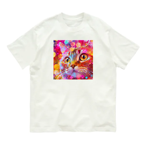 キラキラ猫3 オーガニックコットンTシャツ
