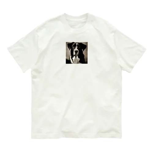 レトロでかわいい写真は、一匹の愛らしい犬 Organic Cotton T-Shirt