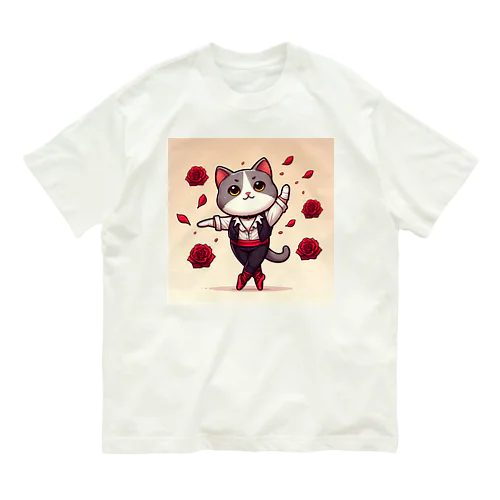 ねこねこバジル オーガニックコットンTシャツ