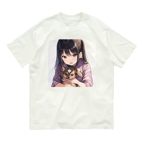 犬と少女 オーガニックコットンTシャツ