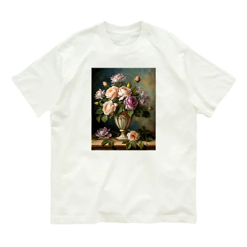 古典的な花瓶の花 オーガニックコットンTシャツ