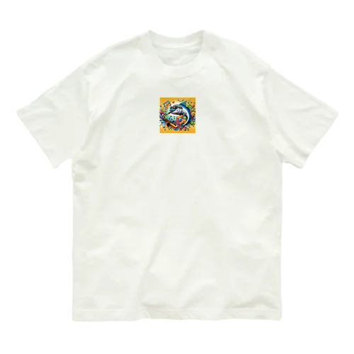 ジャズを奏でるイワシ オーガニックコットンTシャツ