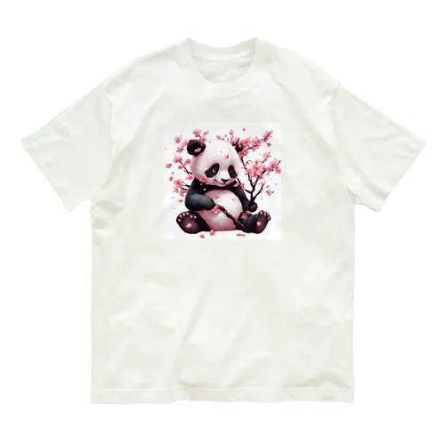 パンダと桜 オーガニックコットンTシャツ